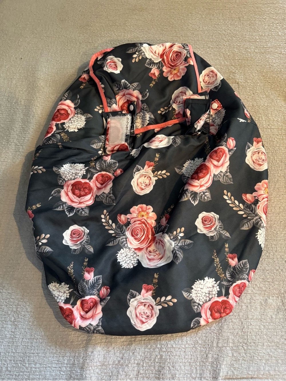 Floral Print baby cover for car seat in Navy and Pink